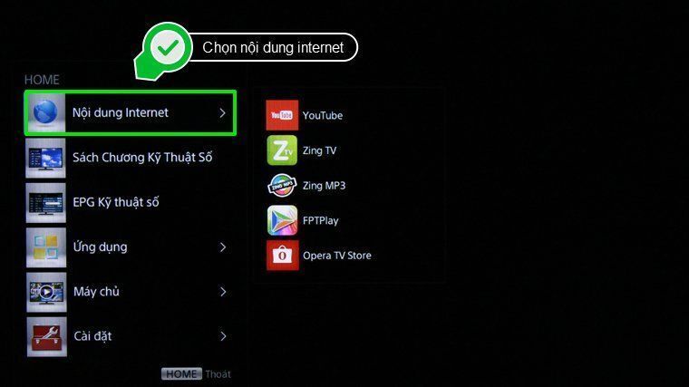 cách thêm ứng dụng trên internet tivi sony 2015