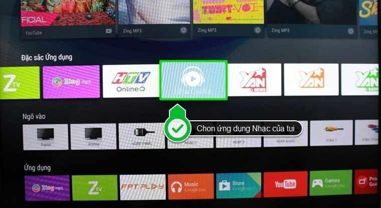 cách sử dụng ứng dụng nhạc của tui trên android tivi sony 2015