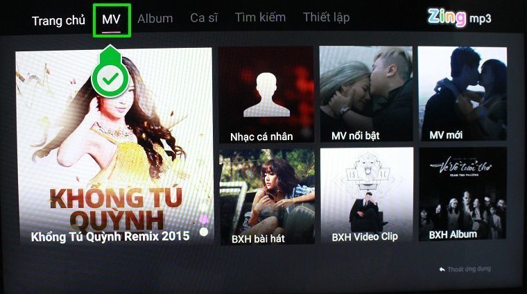 cách sử dụng ứng dụng zing mp3 trên android tivi sony 2015
