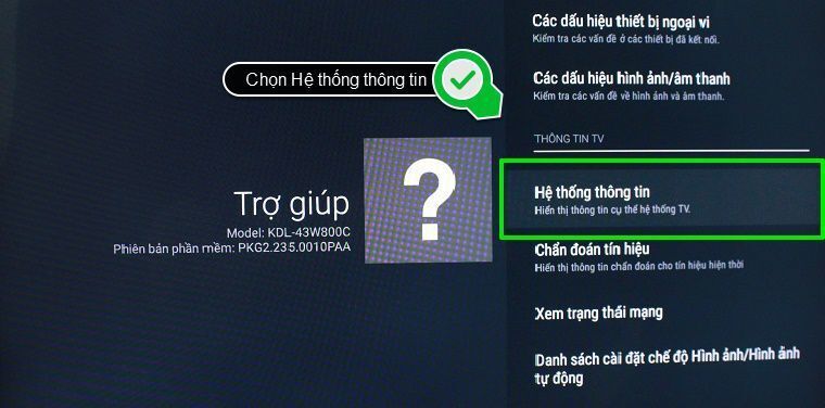 cách kiểm tra thông tin android tivi sony 2015