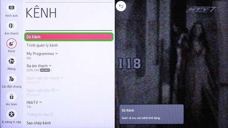 cách dò kênh thủ công trên tivi