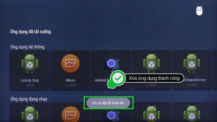 cách xóa ứng dụng trên android tivi sony 2015