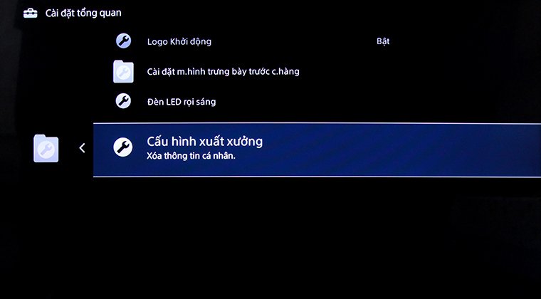 cách khôi phục cài đặt gốc tivi thông minh sony bằng phím cơ