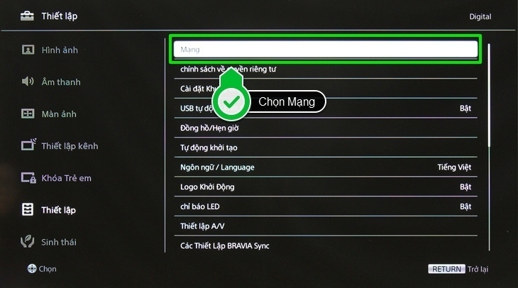 cách kết nối mạng trên internet tivi sony 2016