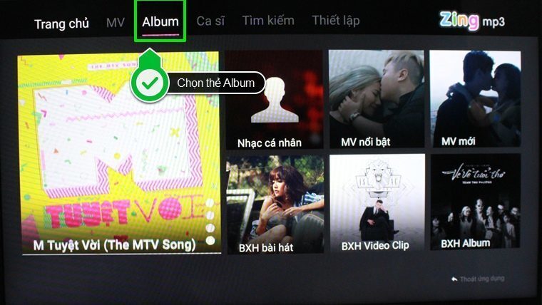 cách sử dụng ứng dụng zing mp3 trên android tivi sony 2015