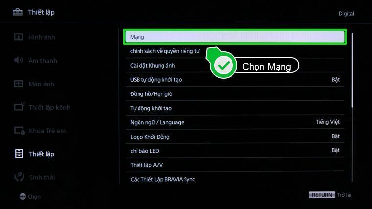 cách vào mạng trên internet tivi sony 2015
