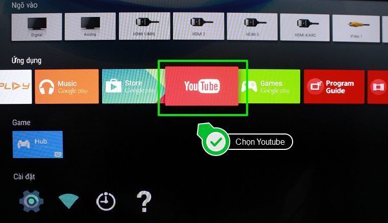 cách sử dụng ứng dụng youtube trên android tivi sony 2015