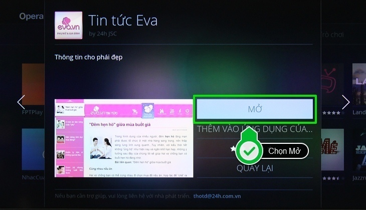 cách thêm ứng dụng trên internet tivi sony 2016