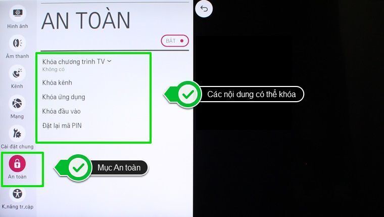 cách sử dụng chế độ khóa trẻ em trên smart tivi lg hệ điều hành webos