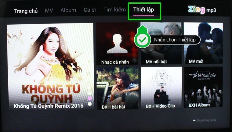 cách sử dụng ứng dụng zing mp3 trên android tivi sony 2015