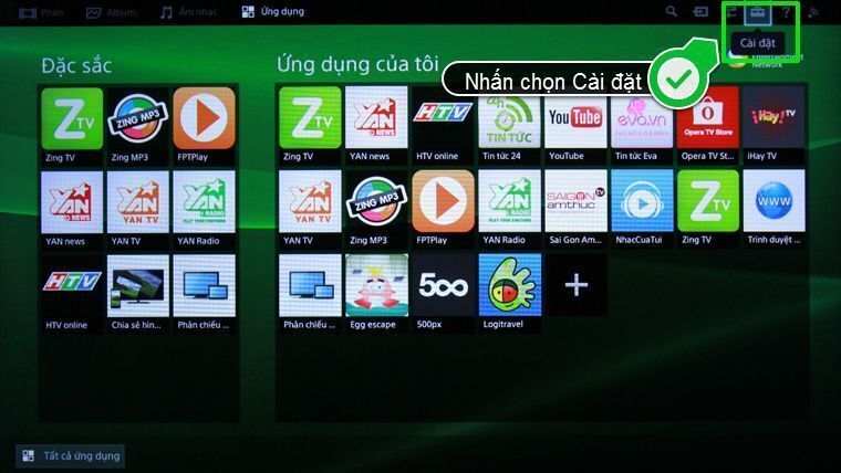 cách vào mạng trên smart tivi sony