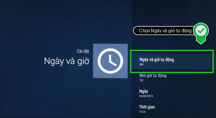 cách cài đặt thời gian, múi giờ trên android tivi sony 2015