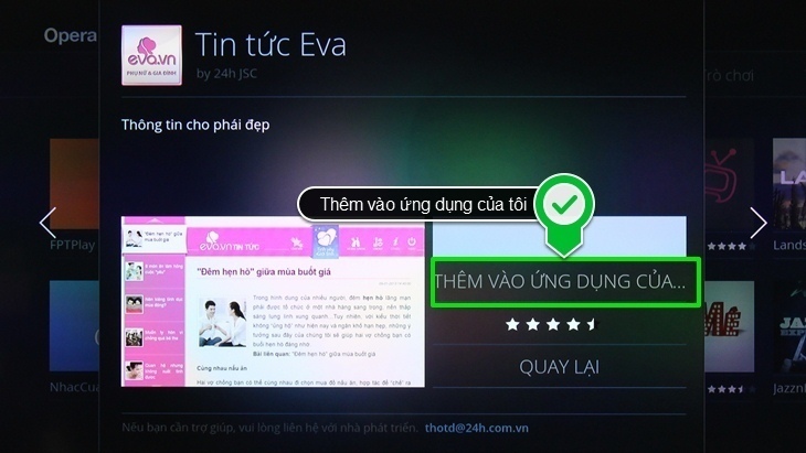 cách thêm ứng dụng trên internet tivi sony 2016