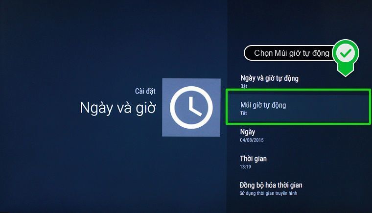 cách cài đặt thời gian, múi giờ trên android tivi sony 2015