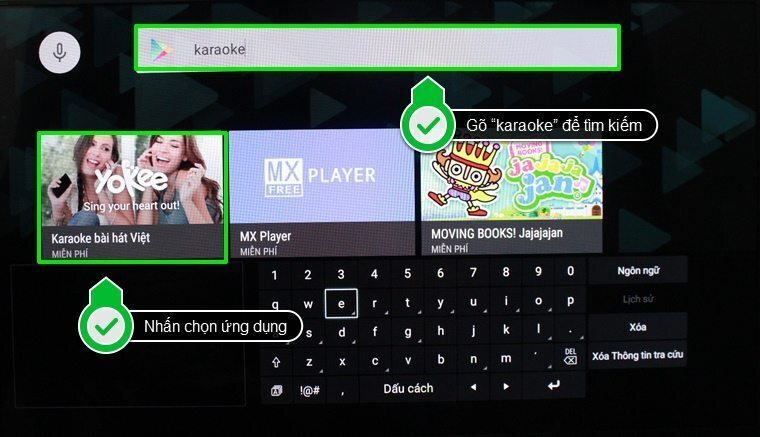 cách sử dụng ứng dụng hát karaoke trên android tivi sony
