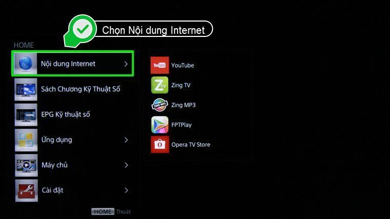 cách vào mạng trên internet tivi sony 2015