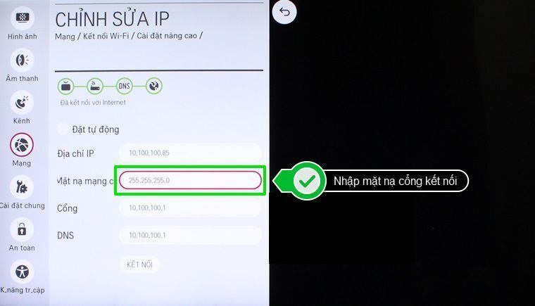 cách cài đặt ip và dns mạng cho smart tivi lg hệ điều hành webos