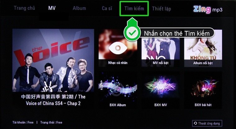 cách sử dụng ứng dụng zing mp3 trên smart tivi lg hệ điều hành webos