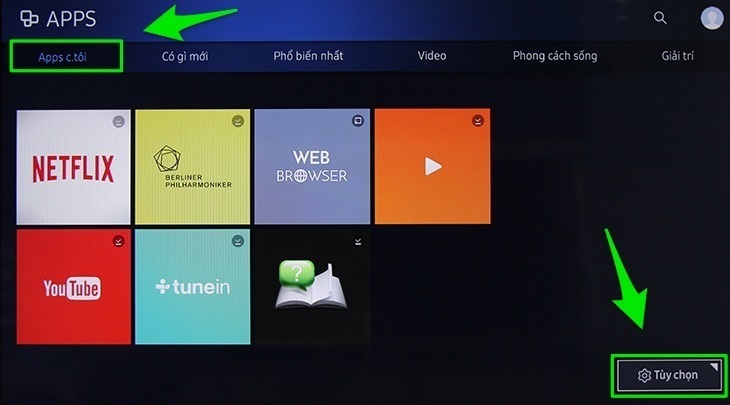 cách xoá ứng dụng trên smart tivi samsung 2016