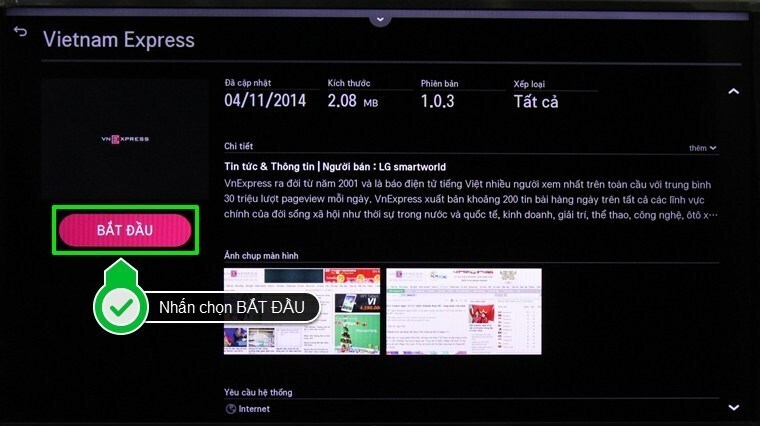 cách sử dụng ứng dụng vnexpress trên smart tivi lg hệ điều hành webos