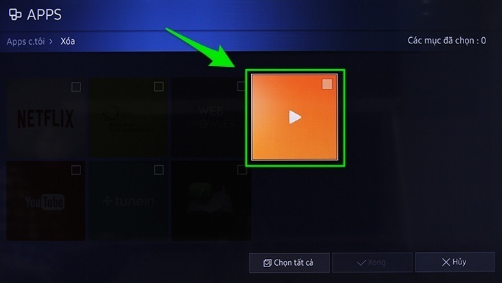 cách xoá ứng dụng trên smart tivi samsung 2016