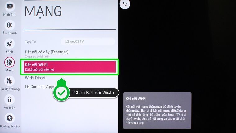 cách cài đặt ip và dns mạng cho smart tivi lg hệ điều hành webos
