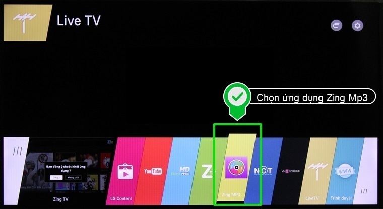 cách sử dụng ứng dụng zing mp3 trên smart tivi lg hệ điều hành webos