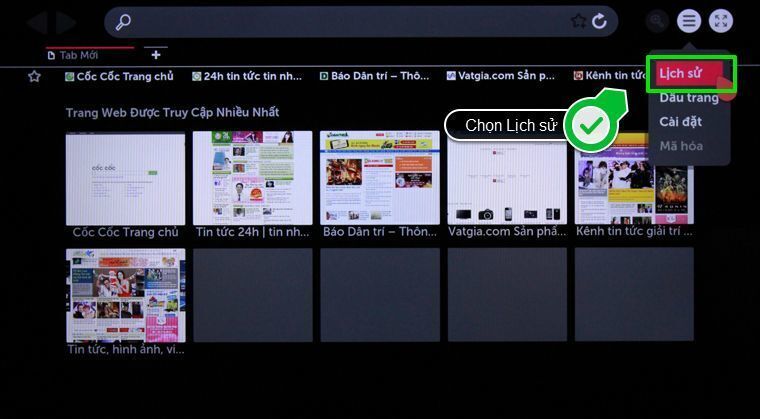 cách xóa lịch sử duyệt web trên smart tivi lg chạy webos