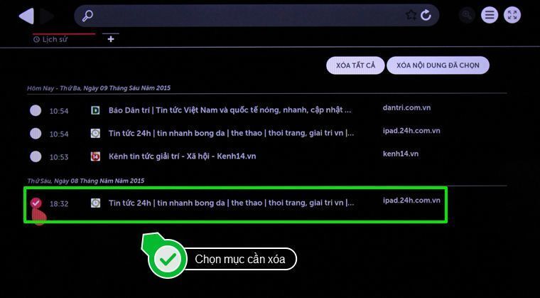 cách xóa lịch sử duyệt web trên smart tivi lg chạy webos