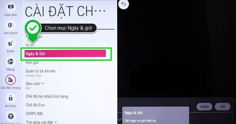 cách cài đặt thời gian trên smart tivi lg hệ điều hành webos