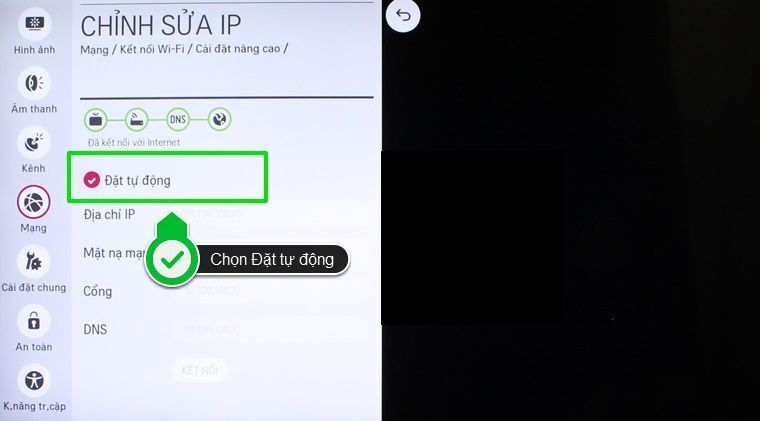 cách cài đặt ip và dns mạng cho smart tivi lg hệ điều hành webos