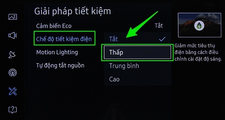 cách bật chế độ tiết kiệm điện cho smart tivi samsung 2016