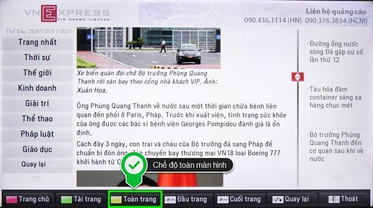 cách sử dụng ứng dụng vnexpress trên smart tivi lg hệ điều hành webos