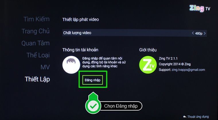 cách kích hoạt tài khoản zing tv trên smart tivi