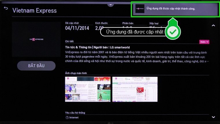 cách sử dụng ứng dụng vnexpress trên smart tivi lg hệ điều hành webos