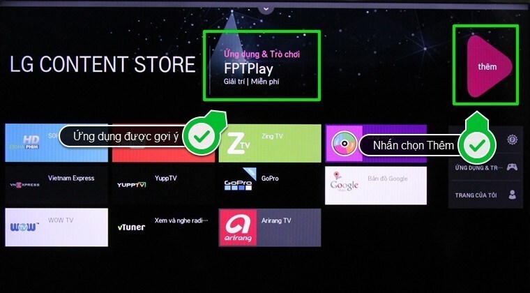cách sử dụng ứng dụng fpt play trên smart tivi lg hệ điều hành webos