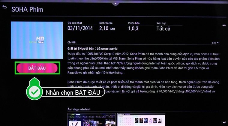 cách sử dụng ứng dụng sohaphim trên smart tivi lg hệ điều hành webos