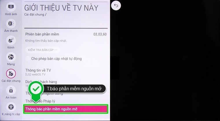 cách kiểm tra thông tin tivi trên smart tivi lg hệ điều hành webos