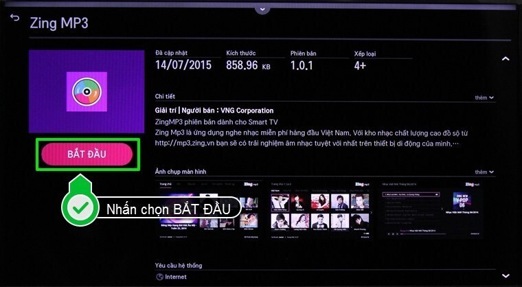 cách sử dụng ứng dụng zing mp3 trên smart tivi lg hệ điều hành webos