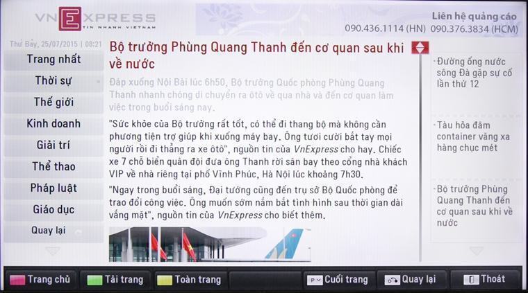 cách sử dụng ứng dụng vnexpress trên smart tivi lg hệ điều hành webos