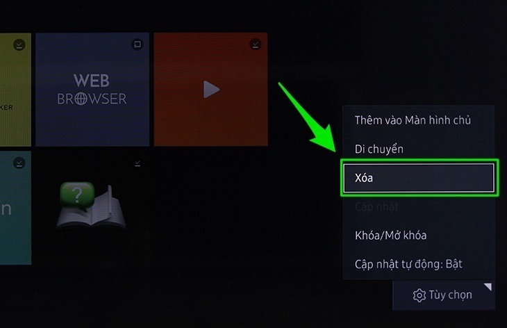 cách xoá ứng dụng trên smart tivi samsung 2016