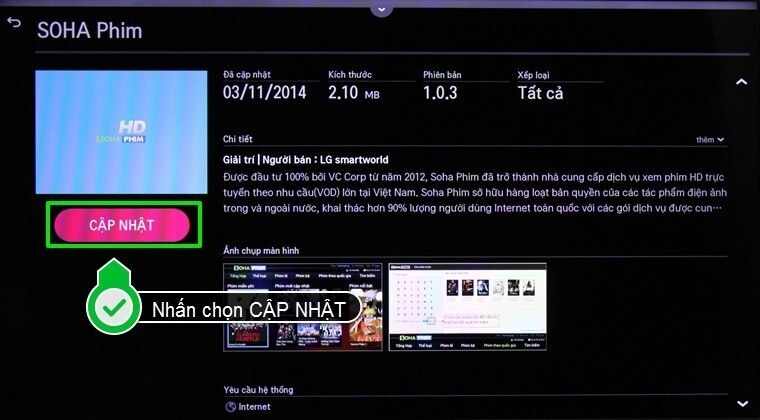 cách sử dụng ứng dụng sohaphim trên smart tivi lg hệ điều hành webos