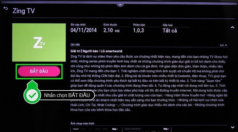 cách sử dụng ứng dụng zing tv trên smart tivi lg hệ điều hành webos
