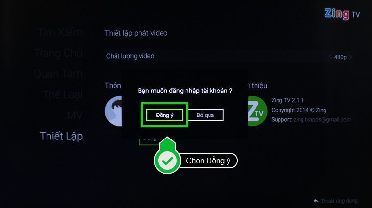 cách kích hoạt tài khoản zing tv trên smart tivi