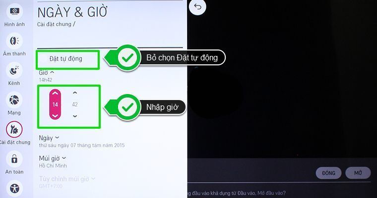 cách cài đặt thời gian trên smart tivi lg hệ điều hành webos