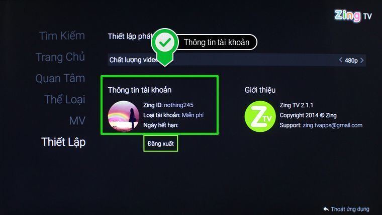 cách kích hoạt tài khoản zing tv trên smart tivi