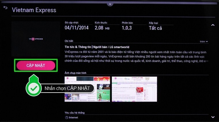 cách sử dụng ứng dụng vnexpress trên smart tivi lg hệ điều hành webos