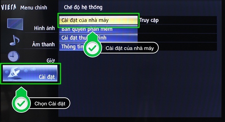 cách khôi phục cài đặt gốc và thiết lập lại tivi panasonic thường