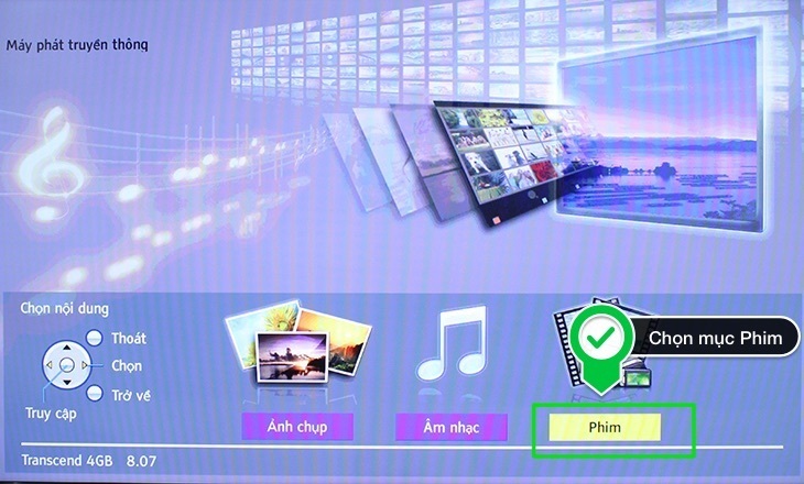 cách nghe nhạc, xem ảnh, xem phim bằng usb trên tivi panasonic thường