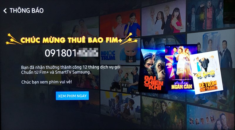cách kích hoạt gói phim miễn phí của fim+ cho smart tivi samsung 2018